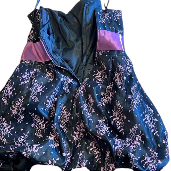 Jessica McClintock size 5 for Gunne Sax strapless pouf mini with ribbon & jewels - Picture 6 of 12